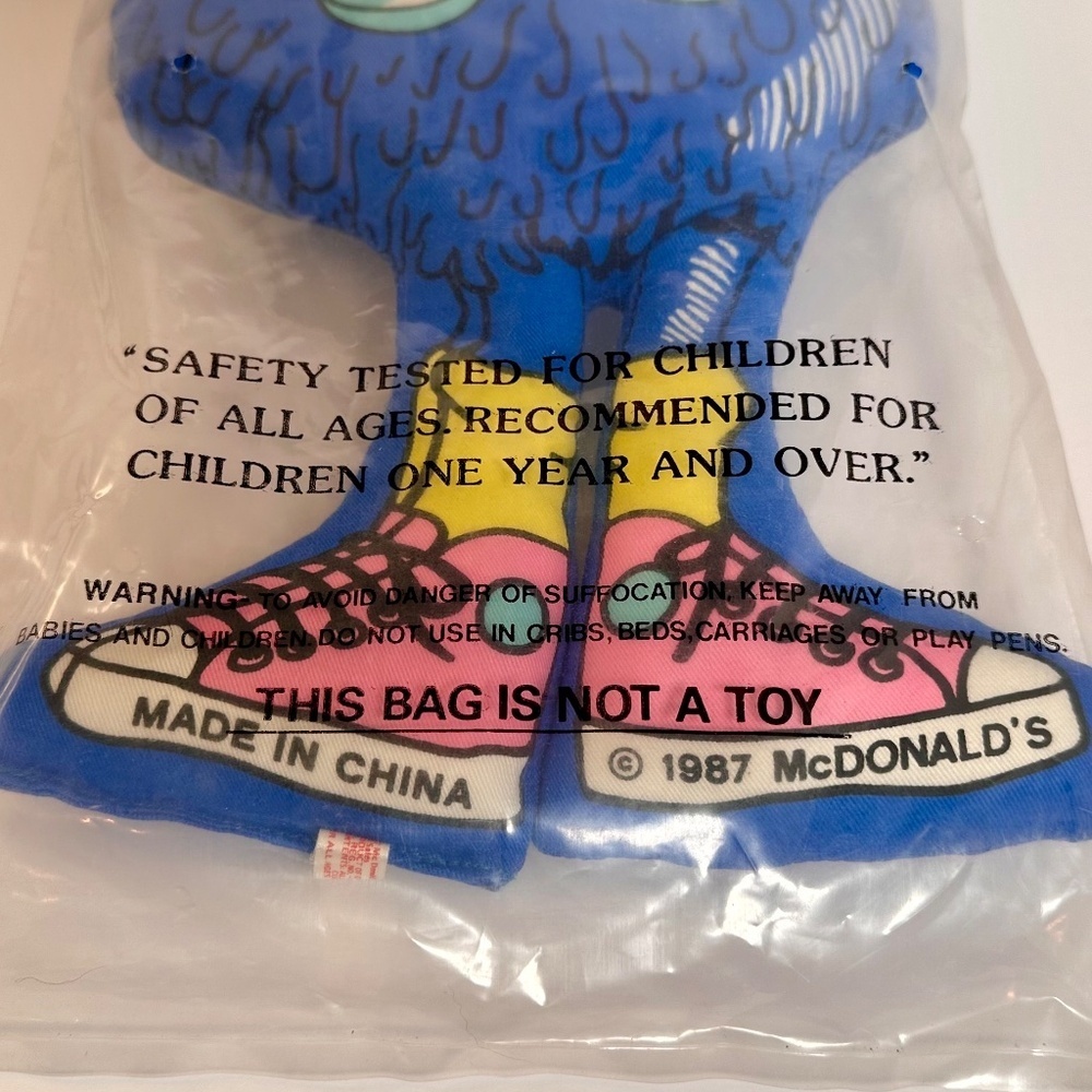 McDonald’s Fry Guy Plush 1987 Blue New in Bag 12” Vintage - Picture 7 of 8